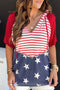 Star And Stripe Print Short Sleeve Drawstring Hooded T Shirt