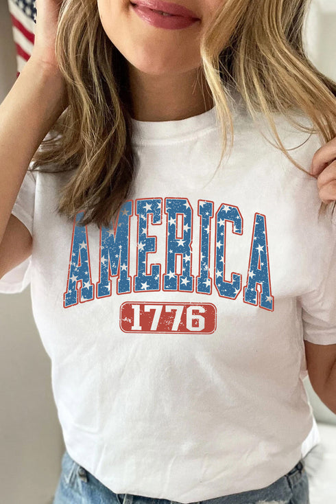Star And Text Graphic Print Short Sleeve Tee
