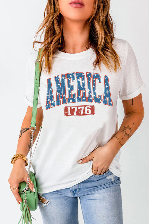 Star And Text Graphic Print Short Sleeve Tee