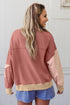 Star Applique Contrast Patchwork Exposed Seam Drop Shoulder Sweatshirt