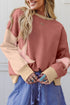 Star Applique Contrast Patchwork Exposed Seam Drop Shoulder Sweatshirt