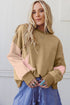 Star Applique Contrast Sleeve Crew Neck Pullover Sweatshirt