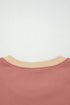 Star Applique Contrast Sleeve Crew Neck Pullover Sweatshirt
