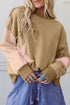 Star Applique Contrast Sleeve Crew Neck Pullover Sweatshirt