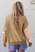 Star Applique Contrast Sleeve Crew Neck Pullover Sweatshirt