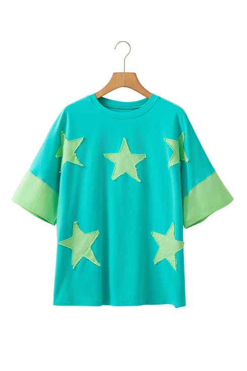 Star Applique Drop Shoulder Relaxed Fit Tee