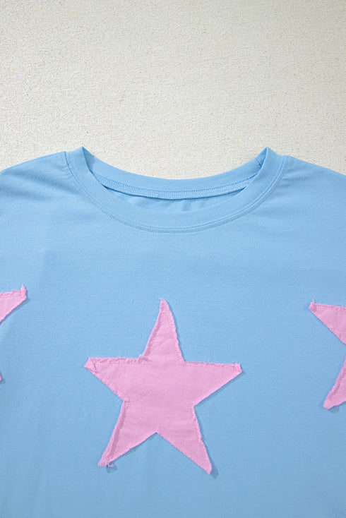 Star Applique Drop Shoulder Relaxed Fit Tee