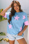 Star Applique Drop Shoulder Relaxed Fit Tee