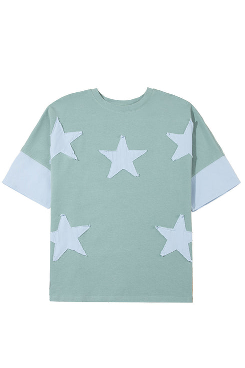 Star Applique Drop Shoulder Relaxed Fit Tee