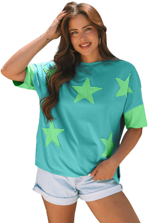 Star Applique Drop Shoulder Relaxed Fit Tee