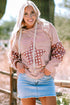 Star Applique Floral Print Sleeve Raw Edge Hoodie