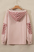 Star Applique Floral Print Sleeve Raw Edge Hoodie