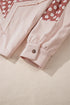 Star Applique Floral Print Sleeve Raw Edge Hoodie
