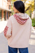 Star Applique Floral Print Sleeve Raw Edge Hoodie