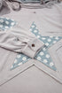 Star Applique Floral Print Sleeve Raw Edge Hoodie