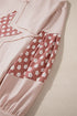 Star Applique Floral Print Sleeve Raw Edge Hoodie