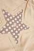 Star Applique Floral Print Sleeve Raw Edge Hoodie