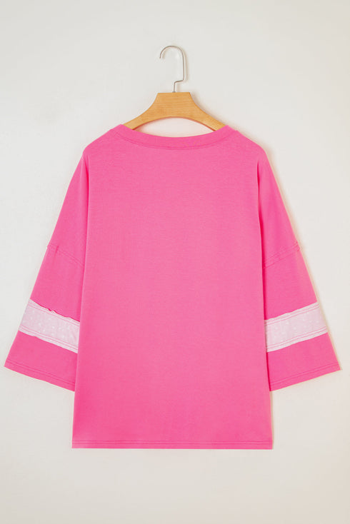 Star Applique Raw Edge Bracelet Sleeve Relaxed Tee