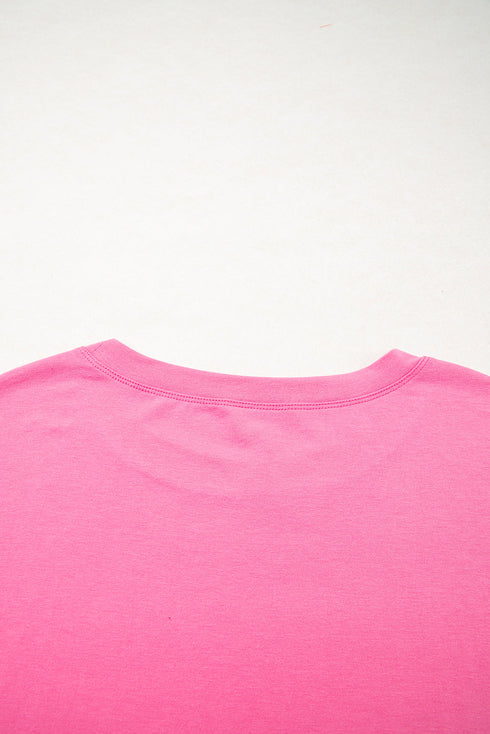 Star Applique Raw Edge Bracelet Sleeve Relaxed Tee