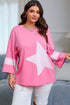 Star Applique Raw Edge Bracelet Sleeve Relaxed Tee