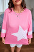 Star Applique Raw Edge Bracelet Sleeve Relaxed Tee