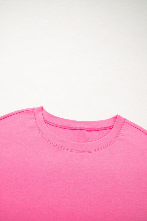 Star Applique Raw Edge Bracelet Sleeve Relaxed Tee
