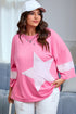 Star Applique Raw Edge Bracelet Sleeve Relaxed Tee