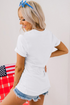 Star Floral Flag Print Short Sleeve Graphic Tee