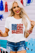Star Floral Flag Print Short Sleeve Graphic Tee