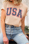 Star Graphic Lettering Print Crew Neck Short Sleeve Tee