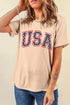 Star Graphic Lettering Print Crew Neck Short Sleeve Tee