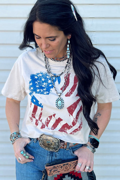 Star Graphic Print Short Sleeve Crew Neck T Shirt