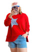 Star Patch Embroidery Applique Long Sleeve Top