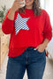 Star Patch Embroidery Applique Long Sleeve Top
