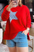 Star Patch Embroidery Applique Long Sleeve Top