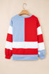 Star Patch Striped Blocked Pullover Sweatshirt