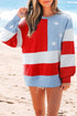 Star Patch Striped Blocked Pullover Sweatshirt