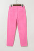 Star Patchwork Distressed Mid Waist Straight Leg Denim Jeans