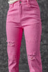 Star Patchwork Distressed Mid Waist Straight Leg Denim Jeans
