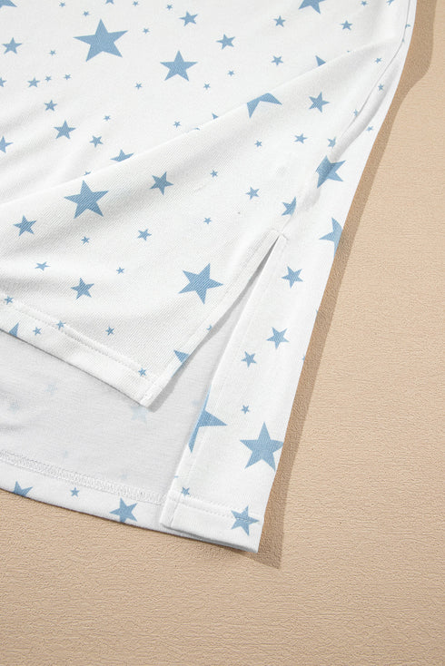 Star Pattern Drop Shoulder Oversized Knit Tee