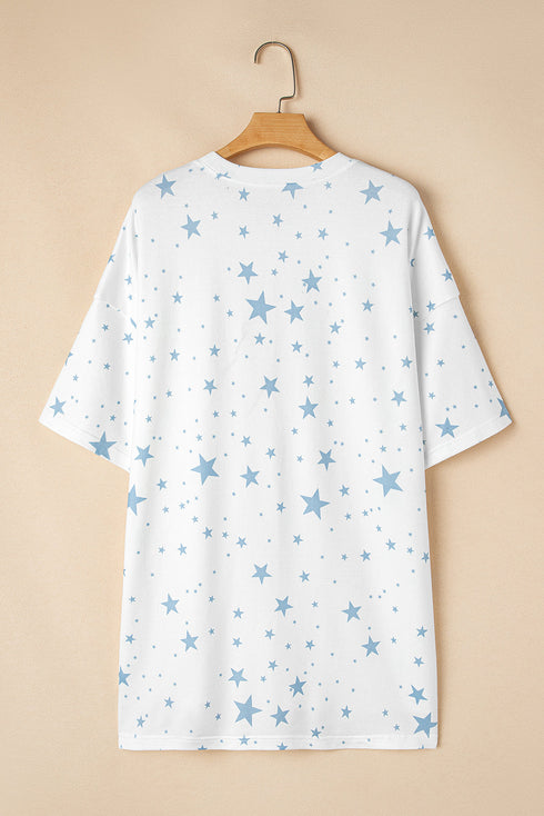Star Pattern Drop Shoulder Oversized Knit Tee