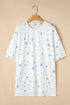 Star Pattern Drop Shoulder Oversized Knit Tee