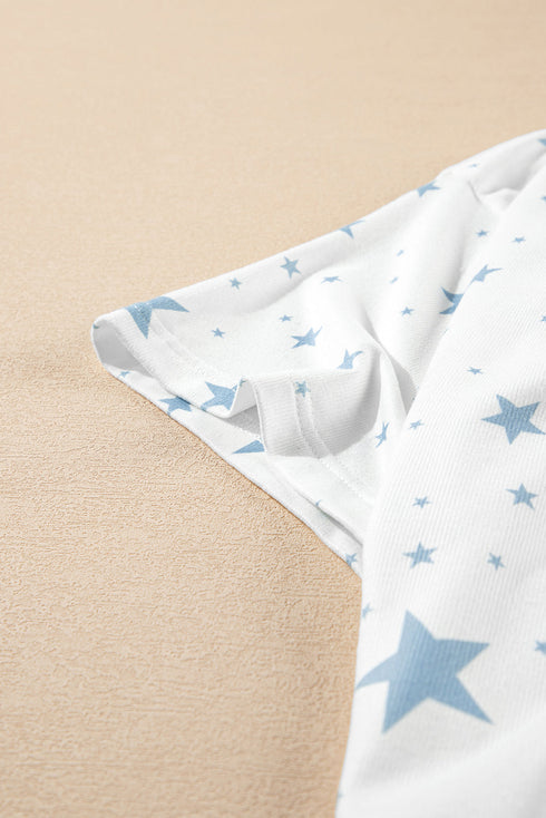 Star Pattern Drop Shoulder Oversized Knit Tee