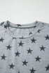 Star Pattern Ruffle Sleeve Soft Knit Lounge Tee