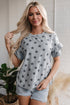 Star Pattern Ruffle Sleeve Soft Knit Lounge Tee
