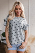 Star Pattern Ruffle Sleeve Soft Knit Lounge Tee