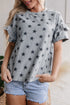 Star Pattern Ruffle Sleeve Soft Knit Lounge Tee