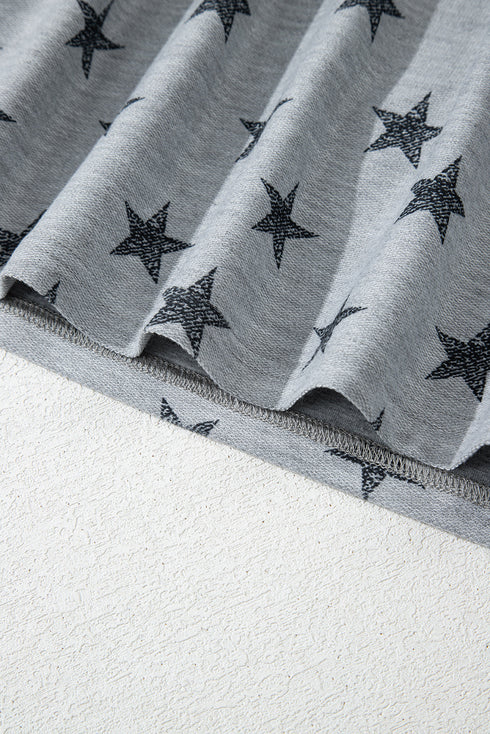 Star Pattern Ruffle Sleeve Soft Knit Lounge Tee