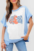Star Plaid Usa Graphic Print Crewneck T Shirt