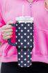 Star Print Alloy Travel Tumbler With Side Handle